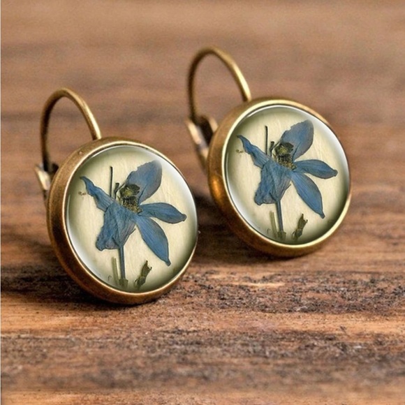 Jewelry - Flower Print Round Design Earrings
